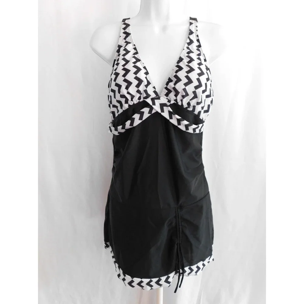 Unbranded Tankini L Women's Black, White Swim Suit Top Size L